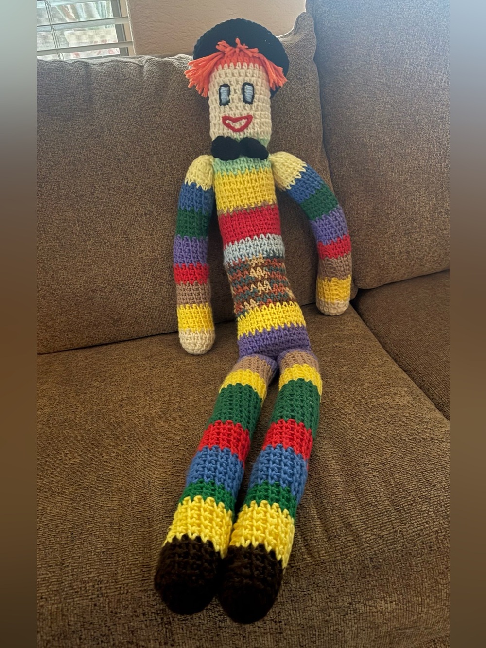 Handmade Multicolor Crochet Plush Doll - Striped Knit Kids Toy